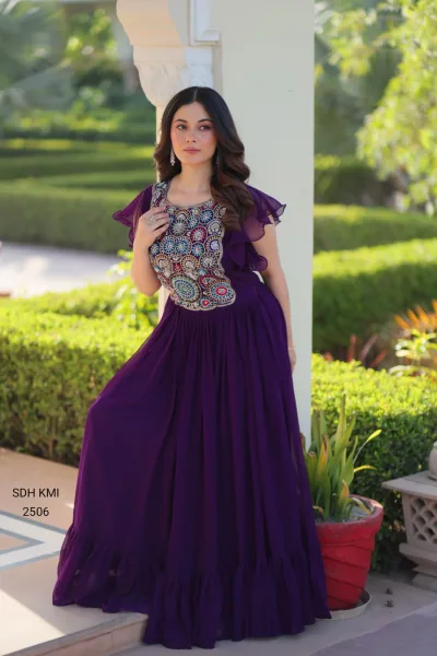 Purple Premium Readymade Designer Gown